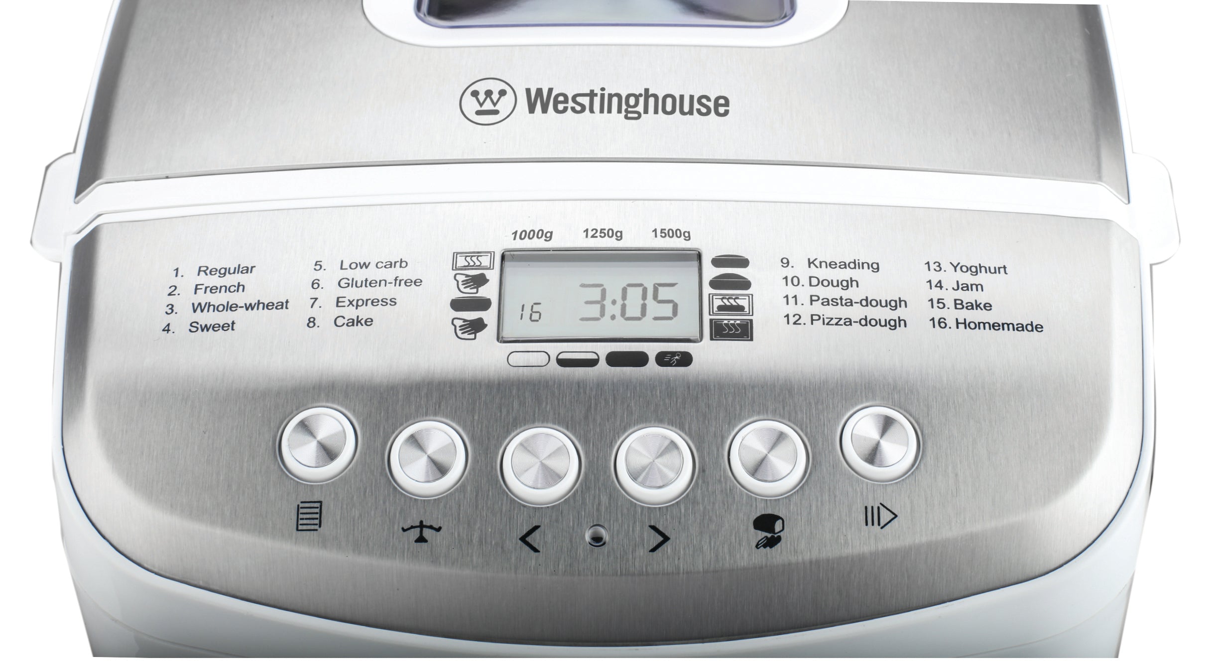אופה לחם ענק Westinghouse 1.5L | שש עשרה תוכניות | כולל חוברת מתכונים